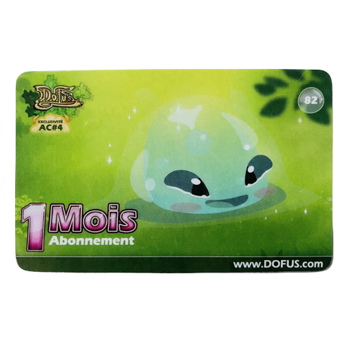 Carte n°82 : 1 mois d'abonnement Dofus + Le famillier Gelutin