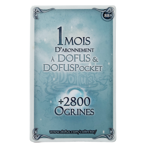Carte n°88 : 1 mois d'abonnement Dofus & Dofus Pocket + 2800 ogrines