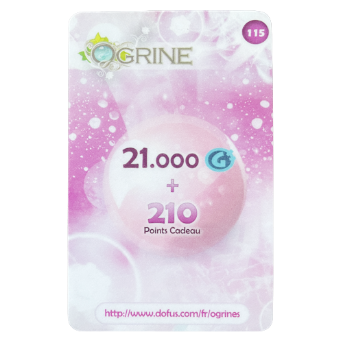 Carte n°115 : 21 000 Ogrines + 210 points cadeau